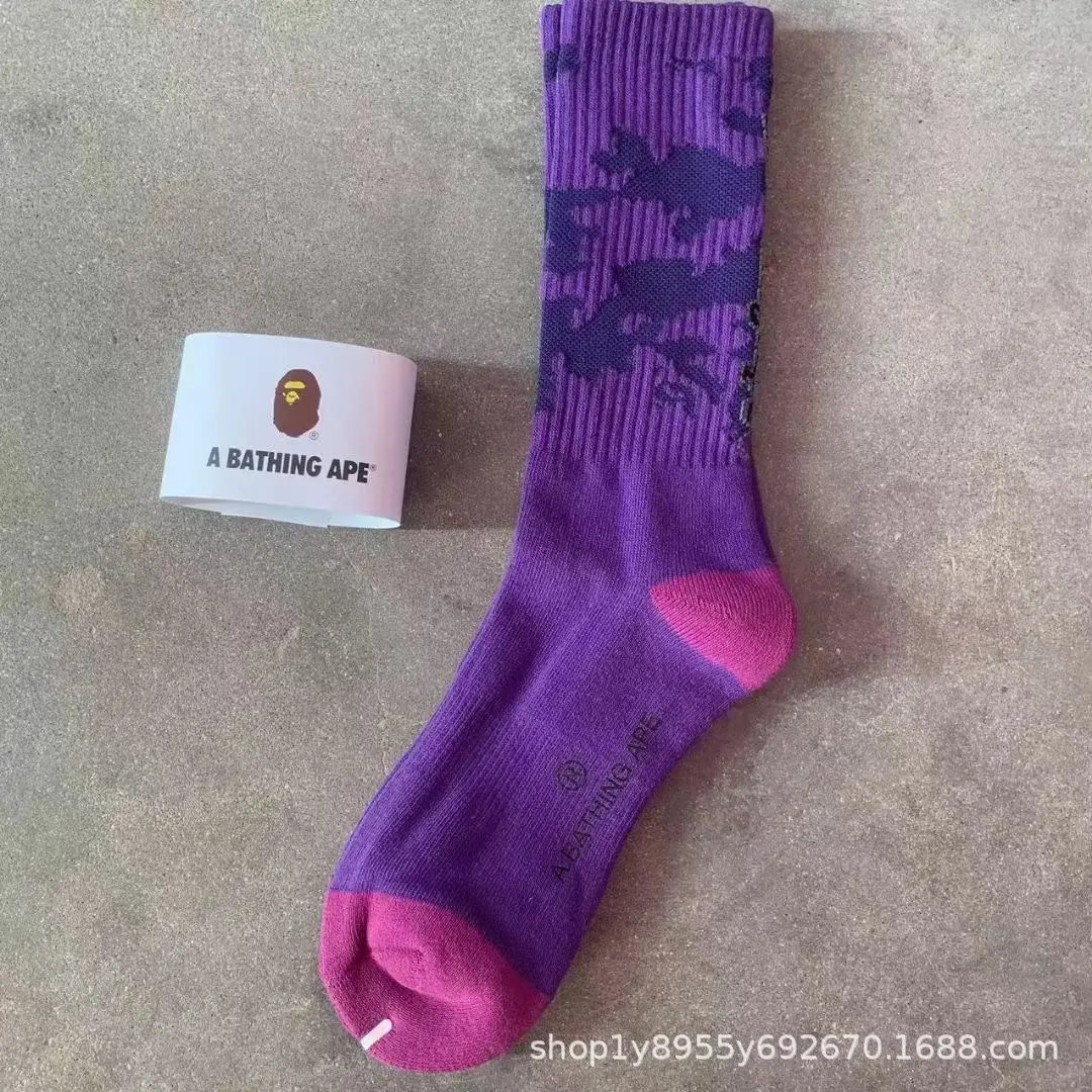 Japanese-Style Ape Head Socks Bape Unisex Sports Training Trendy Socks with Towel Bottoms Colorful Couple Socks Wholesale