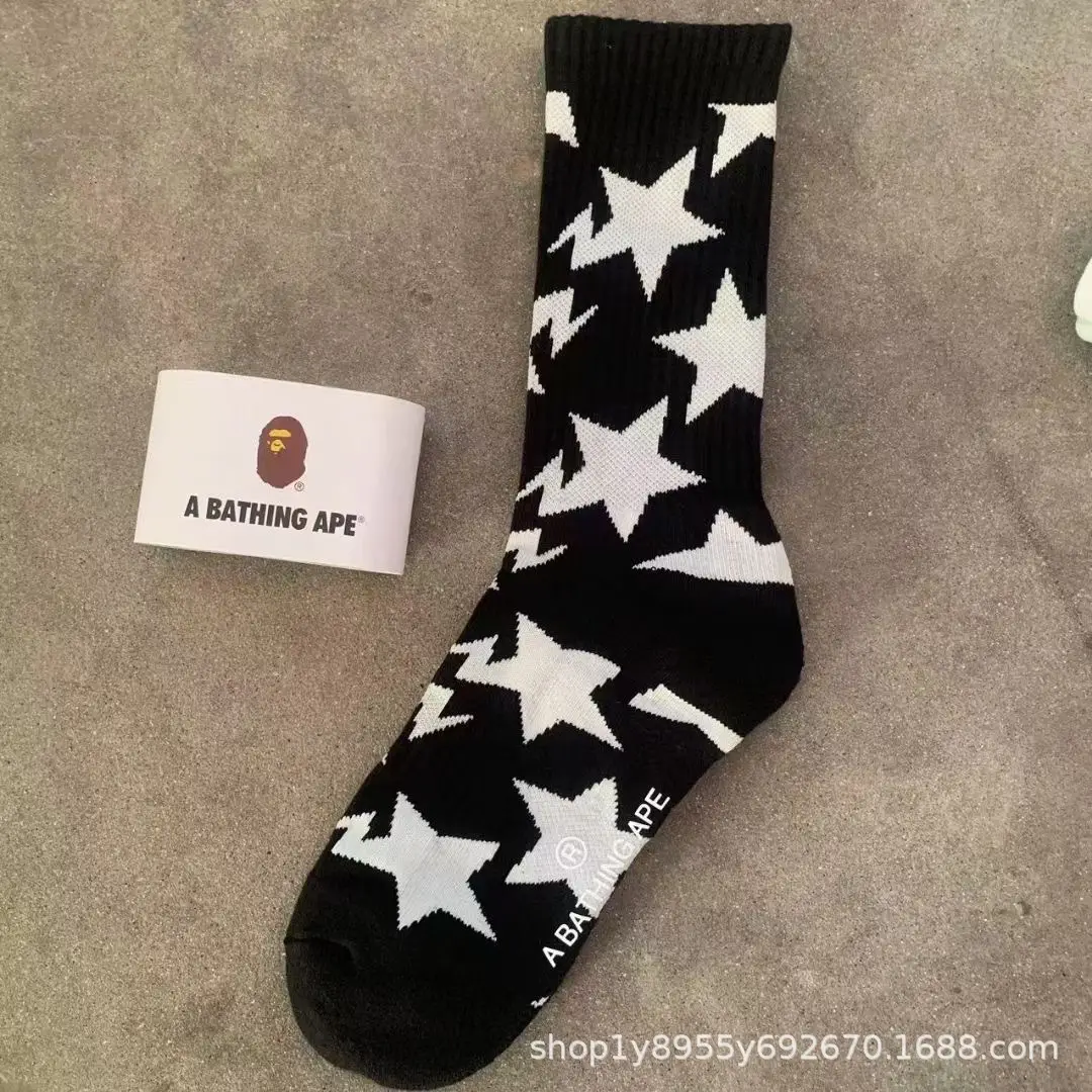 Japanese-Style Ape Head Socks Bape Unisex Sports Training Trendy Socks with Towel Bottoms Colorful Couple Socks Wholesale