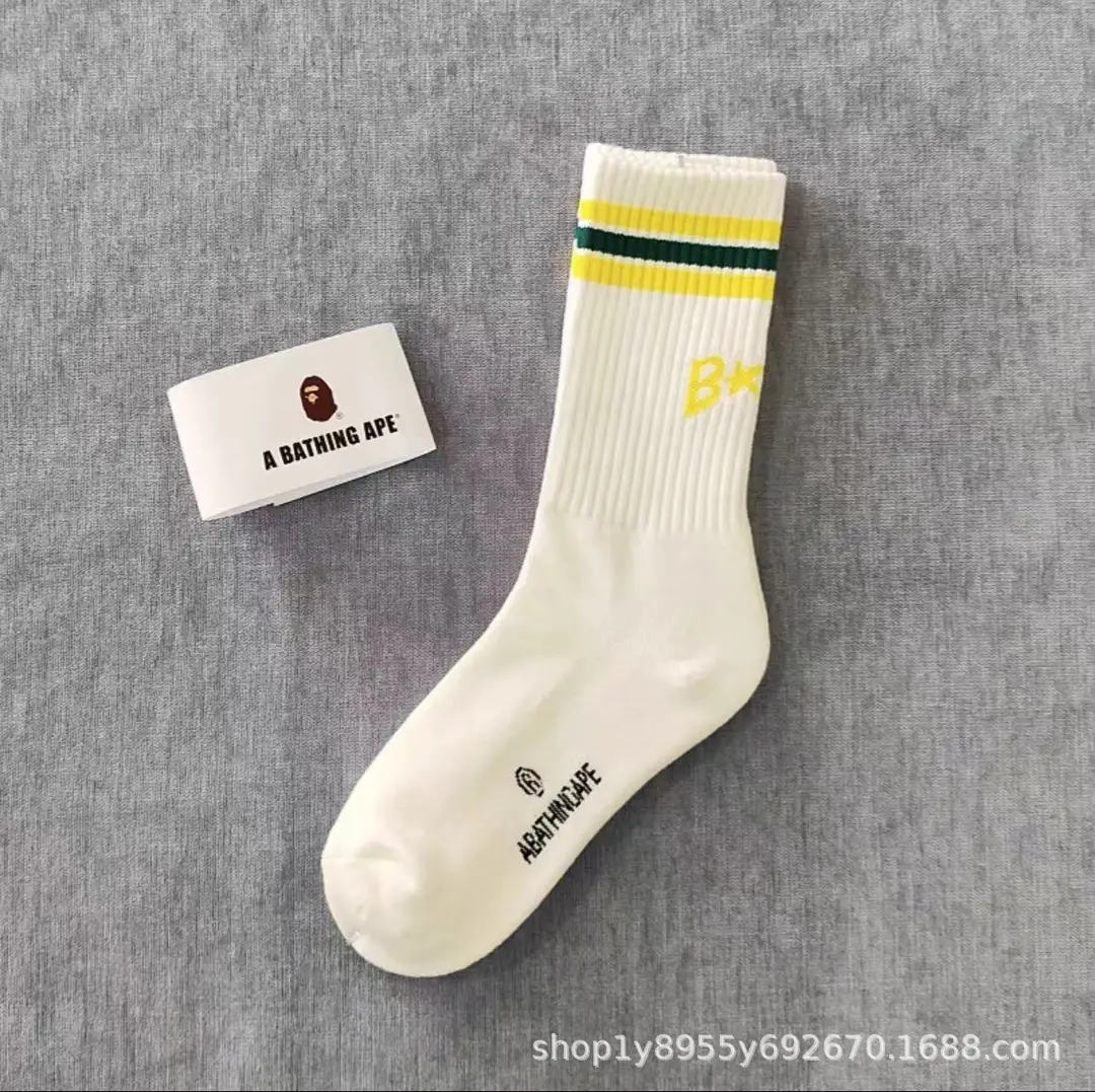 Japanese-Style Ape Head Socks Bape Unisex Sports Training Trendy Socks with Towel Bottoms Colorful Couple Socks Wholesale