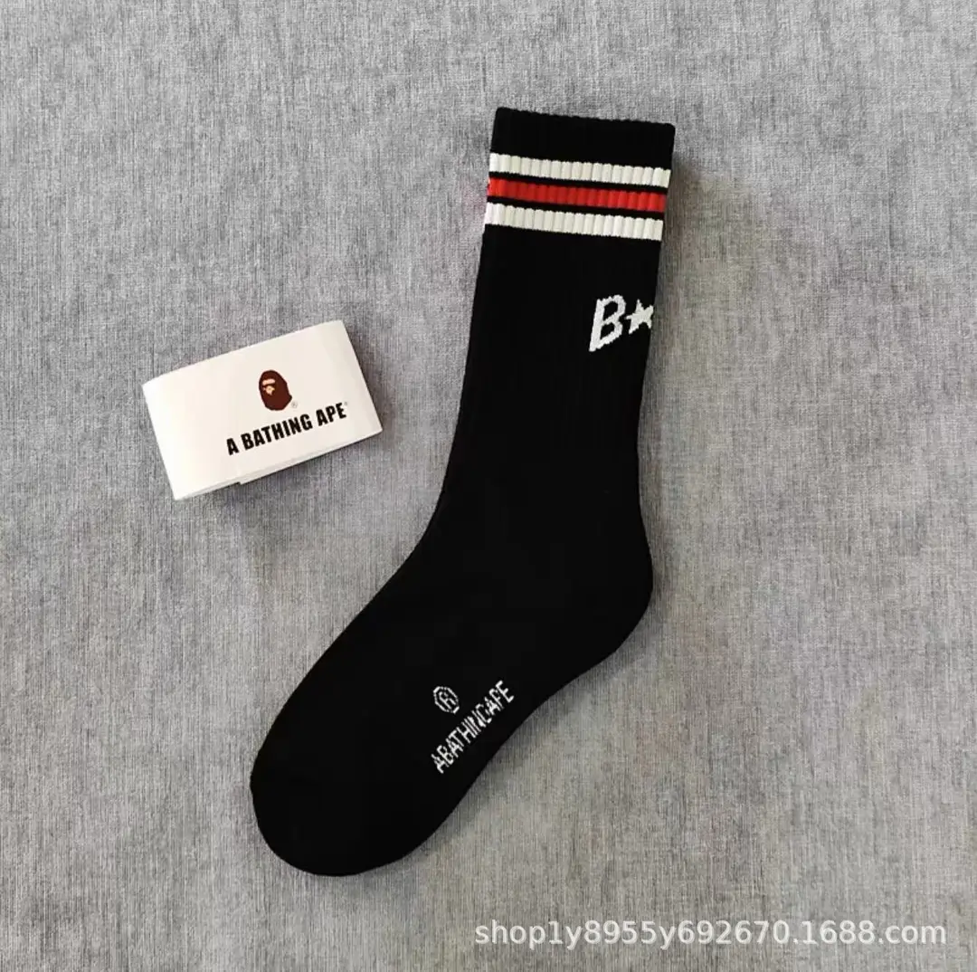 Japanese-Style Ape Head Socks Bape Unisex Sports Training Trendy Socks with Towel Bottoms Colorful Couple Socks Wholesale