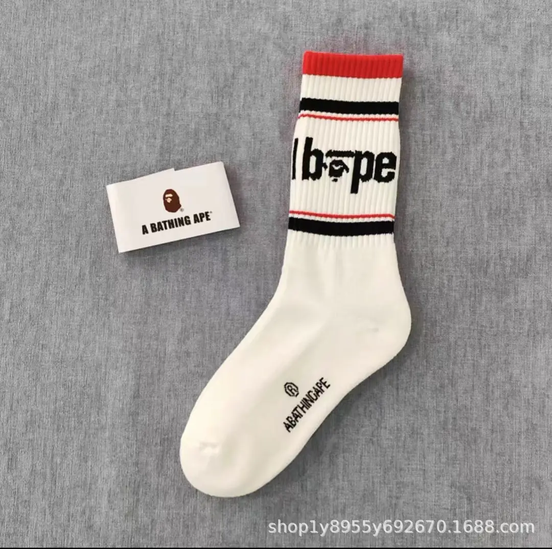 Japanese-Style Ape Head Socks Bape Unisex Sports Training Trendy Socks with Towel Bottoms Colorful Couple Socks Wholesale