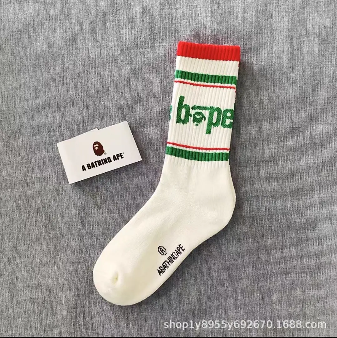 Japanese-Style Ape Head Socks Bape Unisex Sports Training Trendy Socks with Towel Bottoms Colorful Couple Socks Wholesale