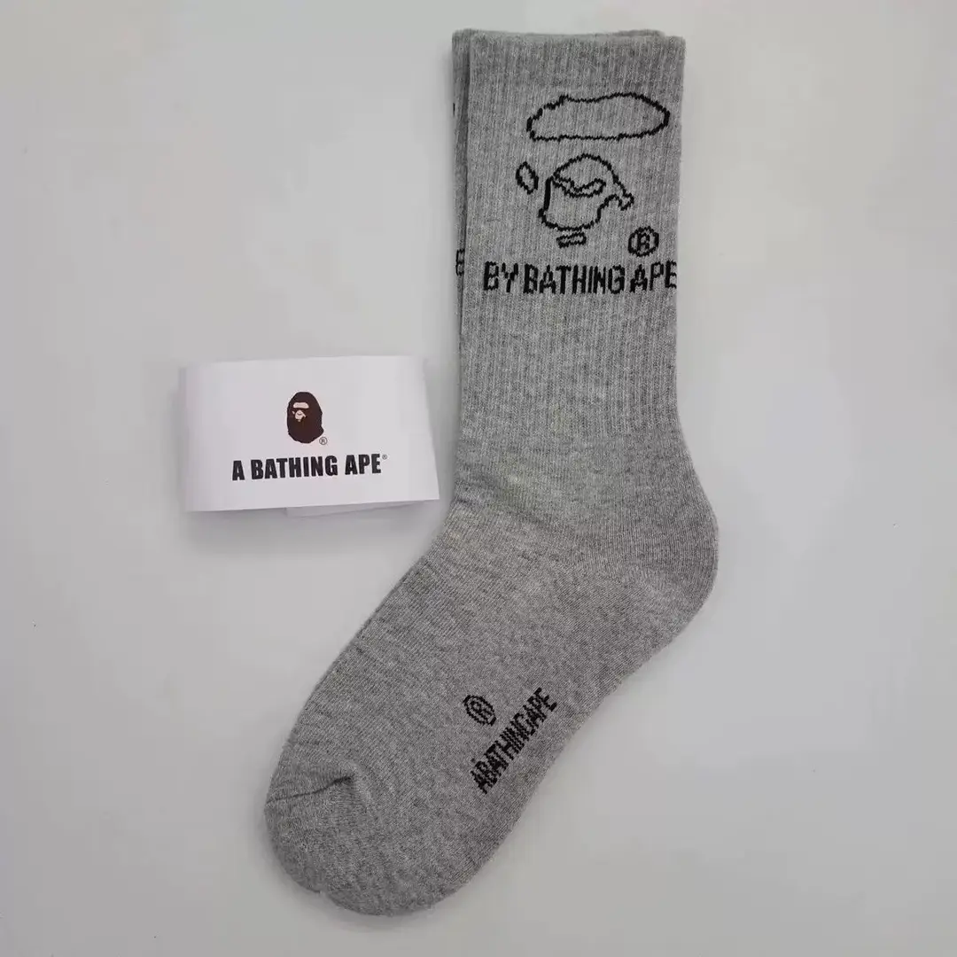 Japanese-Style Ape Head Socks Bape Unisex Sports Training Trendy Socks with Towel Bottoms Colorful Couple Socks Wholesale