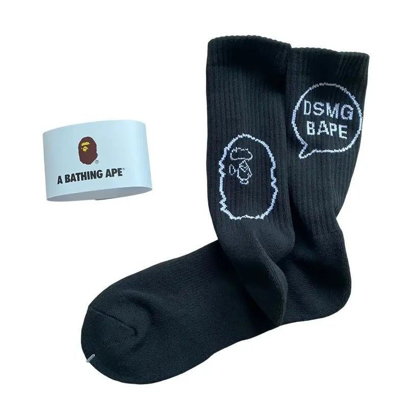 Japanese-Style Ape Head Socks Bape Unisex Sports Training Trendy Socks with Towel Bottoms Colorful Couple Socks Wholesale