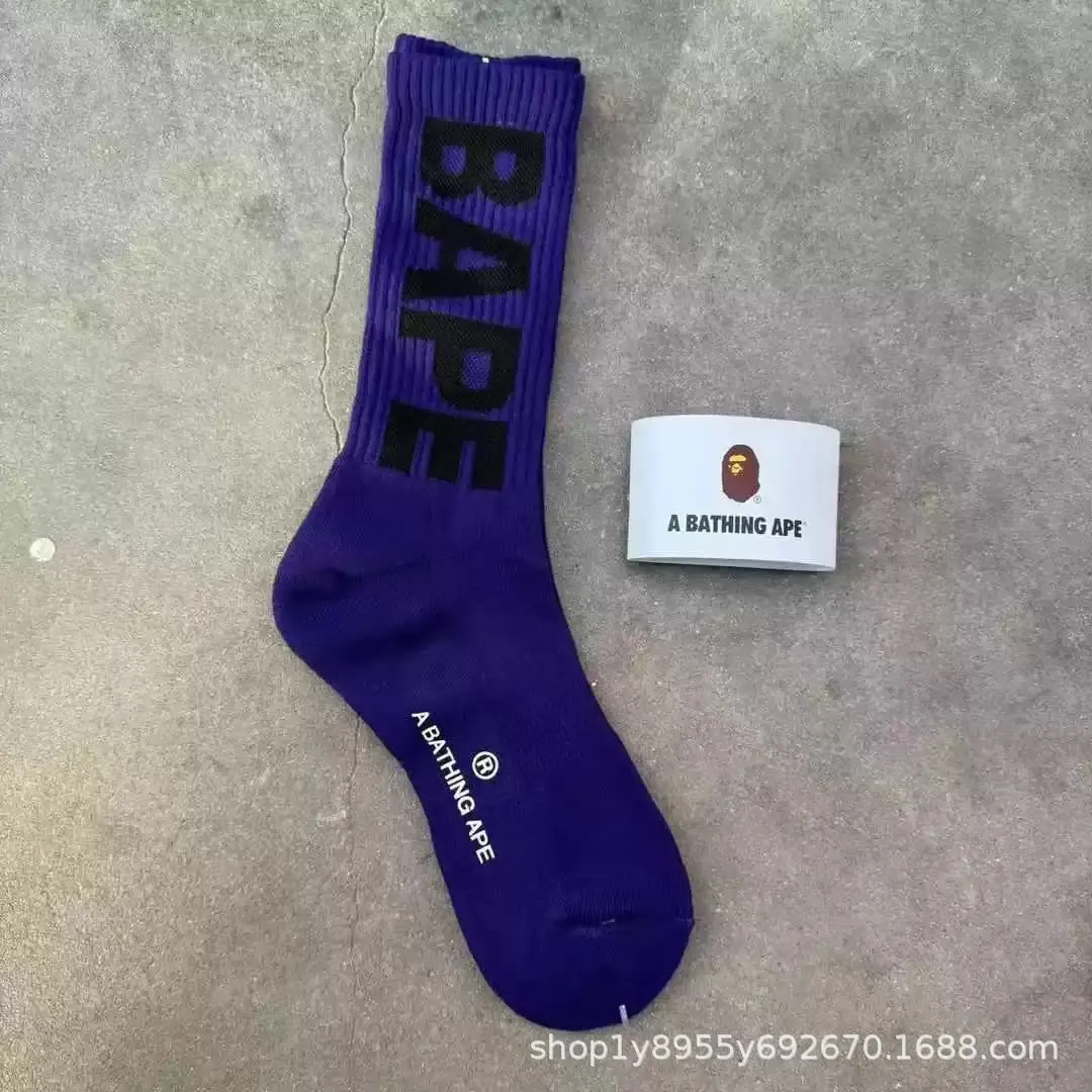 Japanese-Style Ape Head Socks Bape Unisex Sports Training Trendy Socks with Towel Bottoms Colorful Couple Socks Wholesale