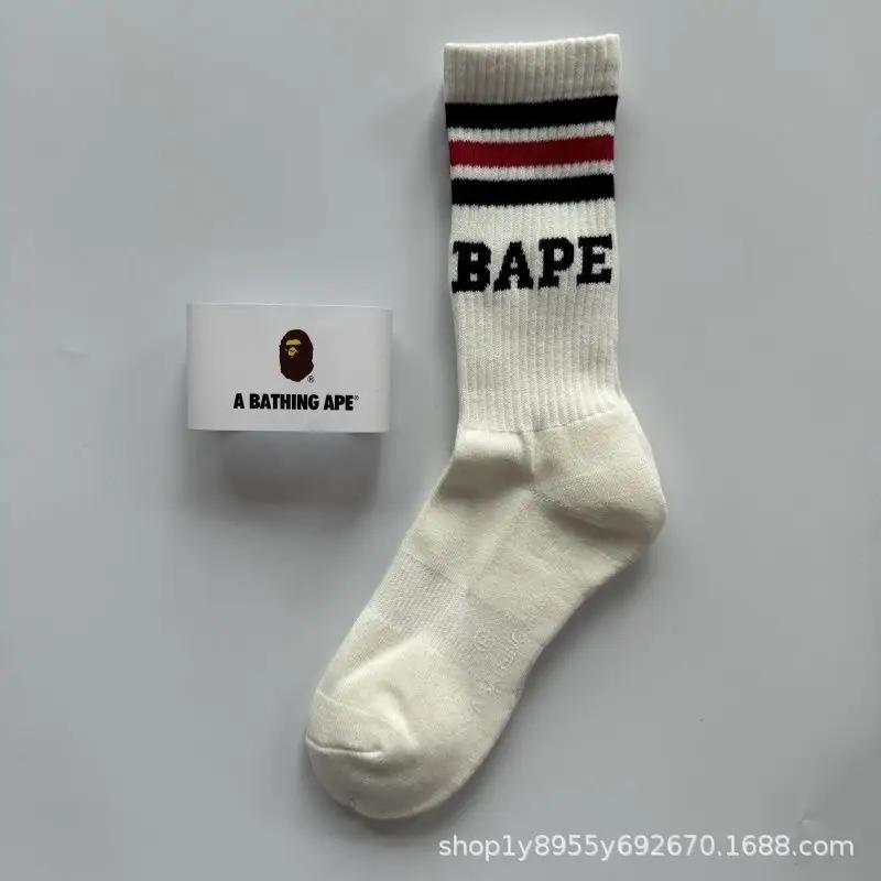 Japanese-Style Ape Head Socks Bape Unisex Sports Training Trendy Socks with Towel Bottoms Colorful Couple Socks Wholesale