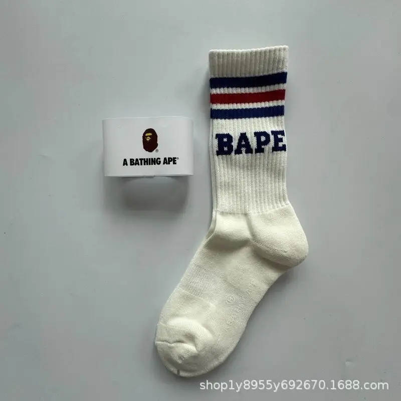 Japanese-Style Ape Head Socks Bape Unisex Sports Training Trendy Socks with Towel Bottoms Colorful Couple Socks Wholesale