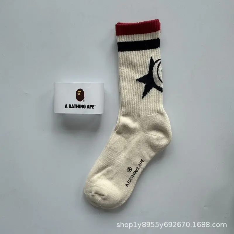 Japanese-Style Ape Head Socks Bape Unisex Sports Training Trendy Socks with Towel Bottoms Colorful Couple Socks Wholesale