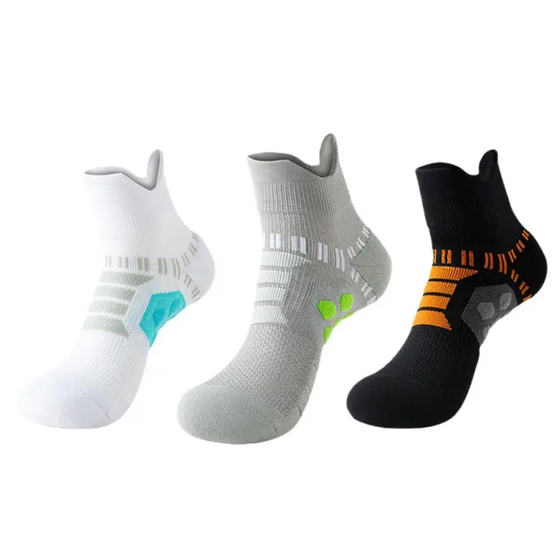 Colorful Sport Boat Socks Men's Colorful Sports Boat Socks with Ear-Shaped Massage Sole and Terry Loops
