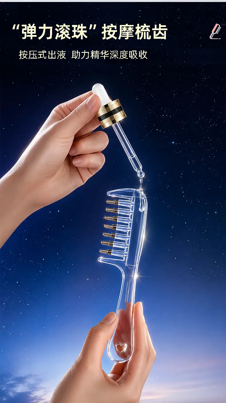 Scalp Liquid Applicator Comb, Hair Care Scalp Massage Comb, Essential Oil Applicator Comb, Hair Care Liquid Applicator, Roller Ball Applicator Comb — feature 6