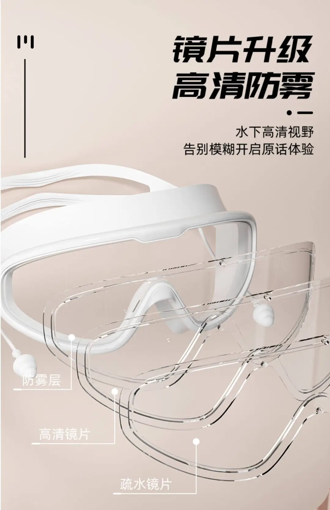 New Swimming Goggles for Men and Women, Swimming Cap and Goggles Set, High-Definition Prescription Glasses with Large Frame, Drifting Goggles — feature 9