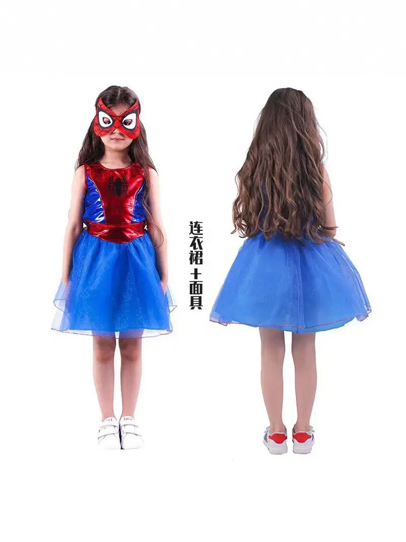 Cross-Border Girls' Halloween Hero Cosplay Costumes Batman Wonder Woman Spider-Man Costumes Spider-Man Clothes