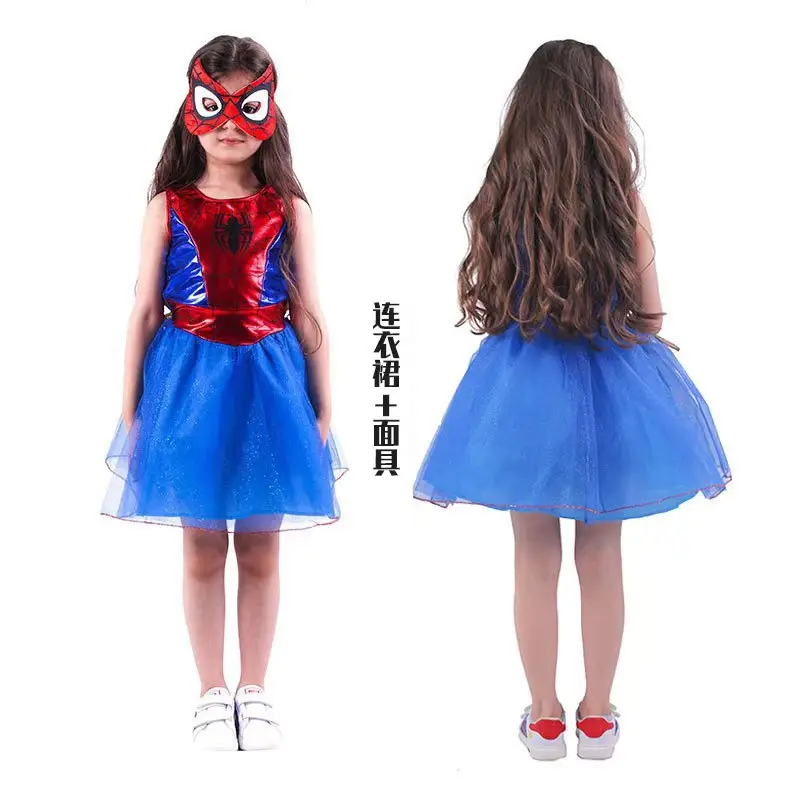 Cross-Border Girls' Halloween Hero Cosplay Costumes Batman Wonder Woman Spider-Man Costumes Spider-Man Clothes