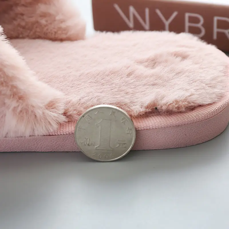 Crossed Fur Slippers for Women, New Autumn and Winter Style, Flat Non-Slip Indoor Floor Slippers, Air Conditioning Slippers