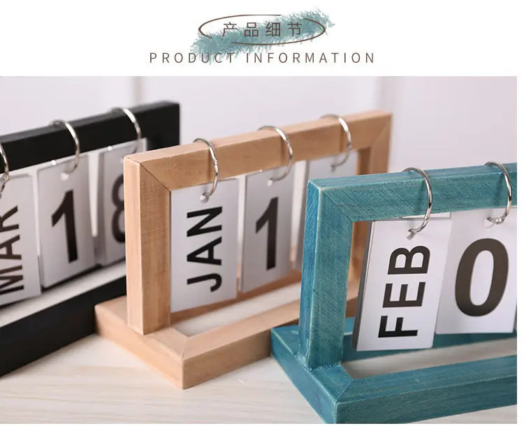 New Creative Dining Table Decoration Wooden Flip Calendar Ornament Nordic Minimalist Desk Calendar High Aesthetic Value — feature 7
