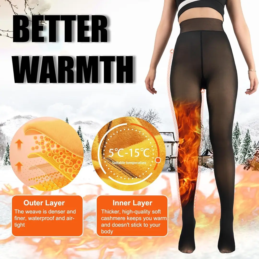 European and American Cross-Border Women's Faux Silk Black Sheer Leggings with Fleece Lining, Plus Size, Black and Dark Brown
