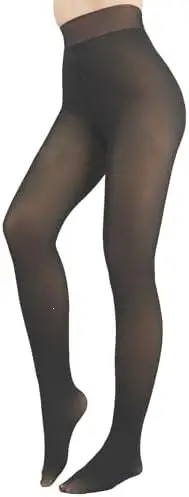 European and American Cross-Border Women's Faux Silk Black Sheer Leggings with Fleece Lining, Plus Size, Black and Dark Brown