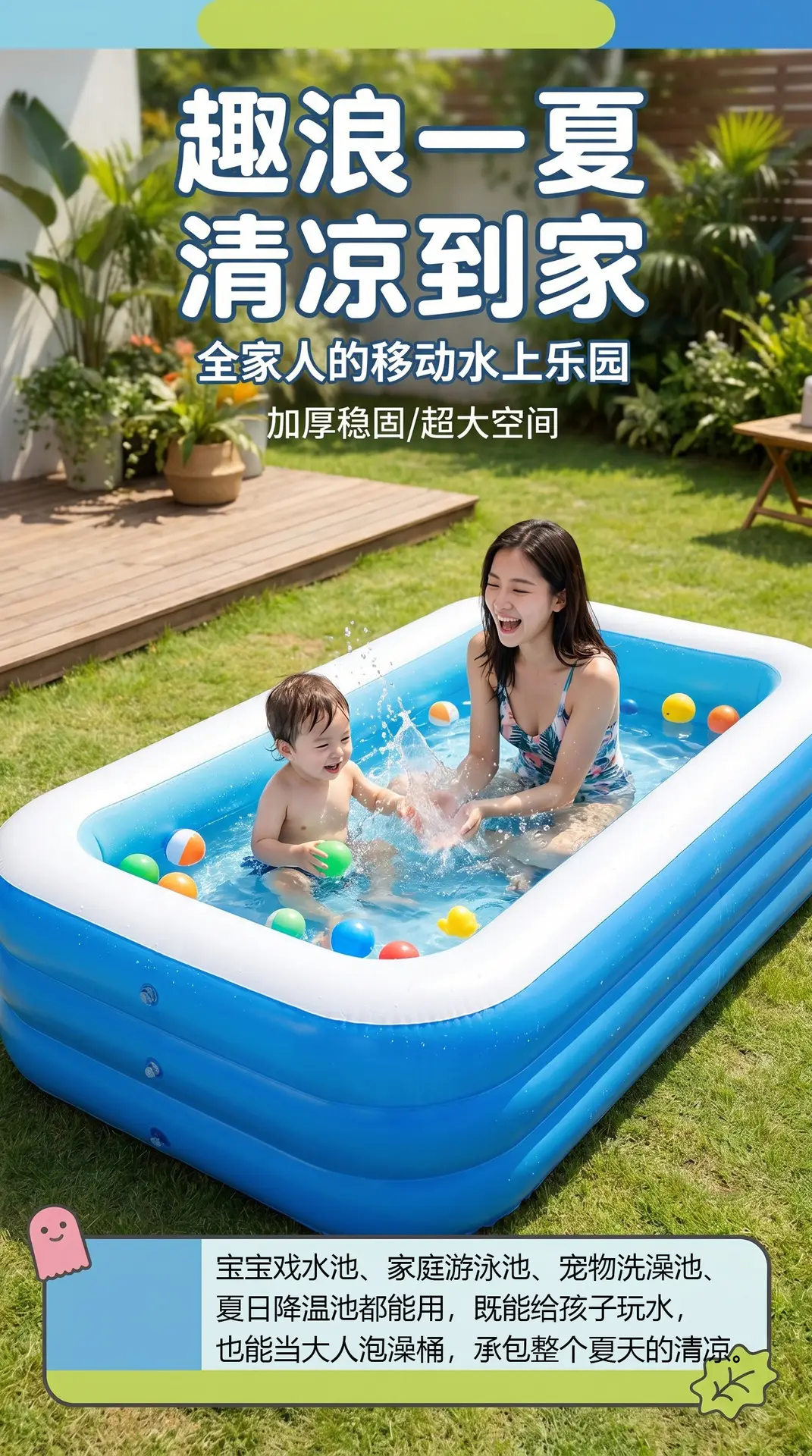Inflatable Swimming Pool for Babies and Children, Indoor Swimming Pool, Large Foldable Swimming Pool for Home Use, Outdoor Play Pool — feature 1