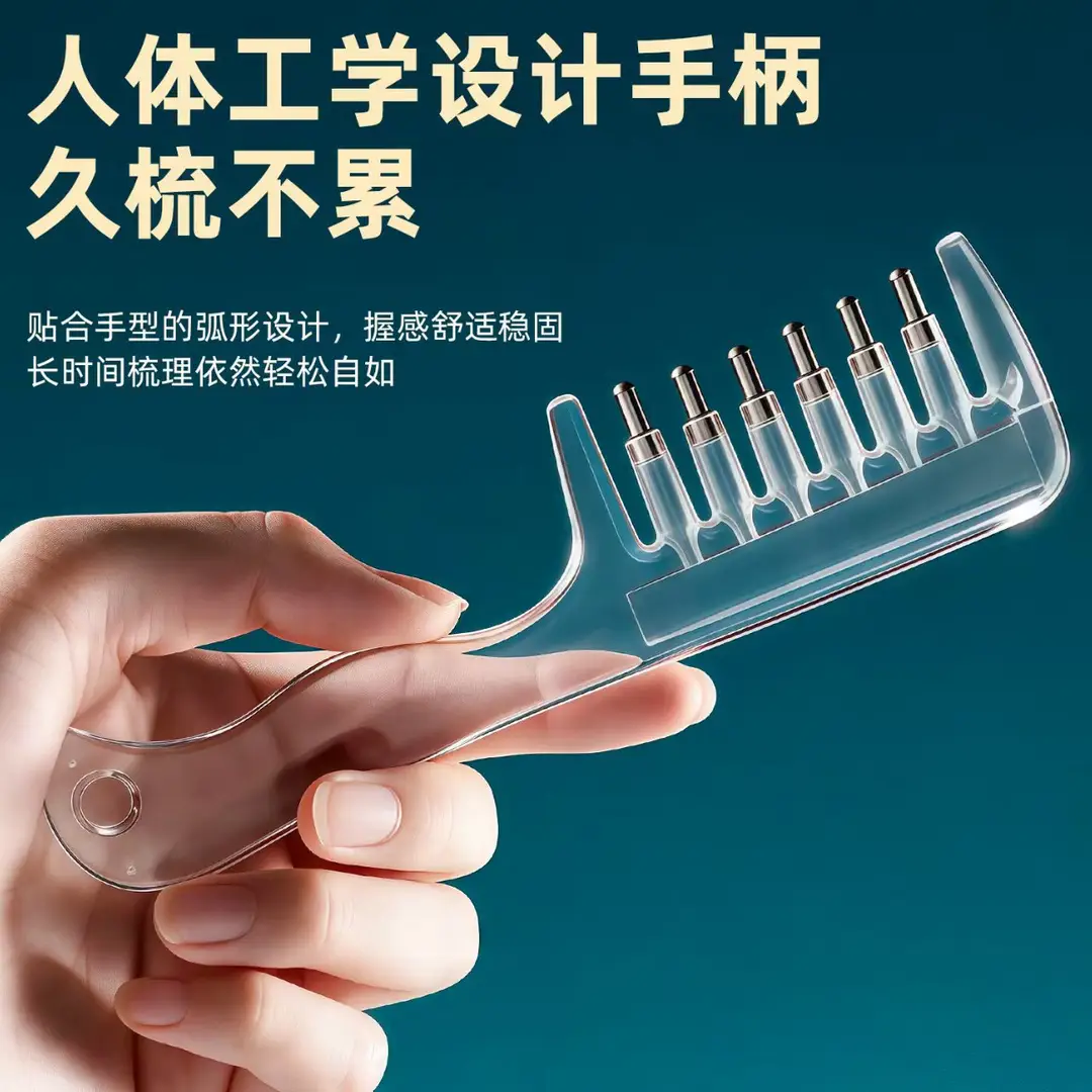 [in Stock] Transparent Liquid Dispensing Comb with Roller Balls, Hair Growth and Care Liquid Comb, Home Use Scalp Massage Comb - Image 13