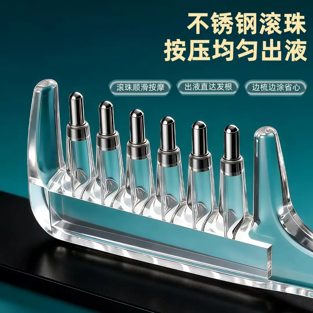 [in Stock] Transparent Liquid Dispensing Comb with Roller Balls, Hair Growth and Care Liquid Comb, Home Use Scalp Massage Comb — feature 10