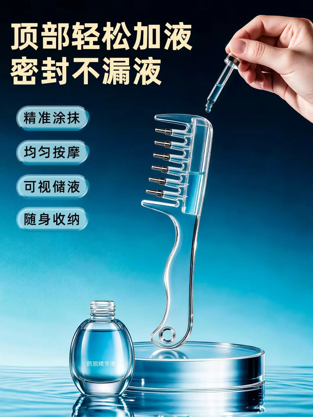 [in Stock] Transparent Liquid Dispensing Comb with Roller Balls, Hair Growth and Care Liquid Comb, Home Use Scalp Massage Comb — feature 22