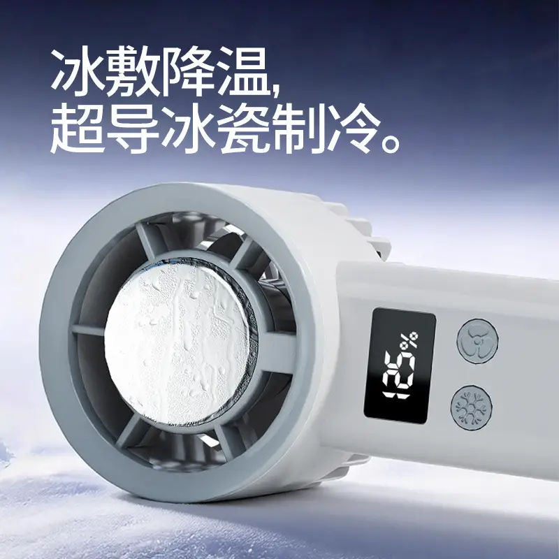 Ice-Cooling Fan, Semiconductor Portable Mini Handheld Fan, Rechargeable, Long-Lasting, Quiet Outdoor Fan