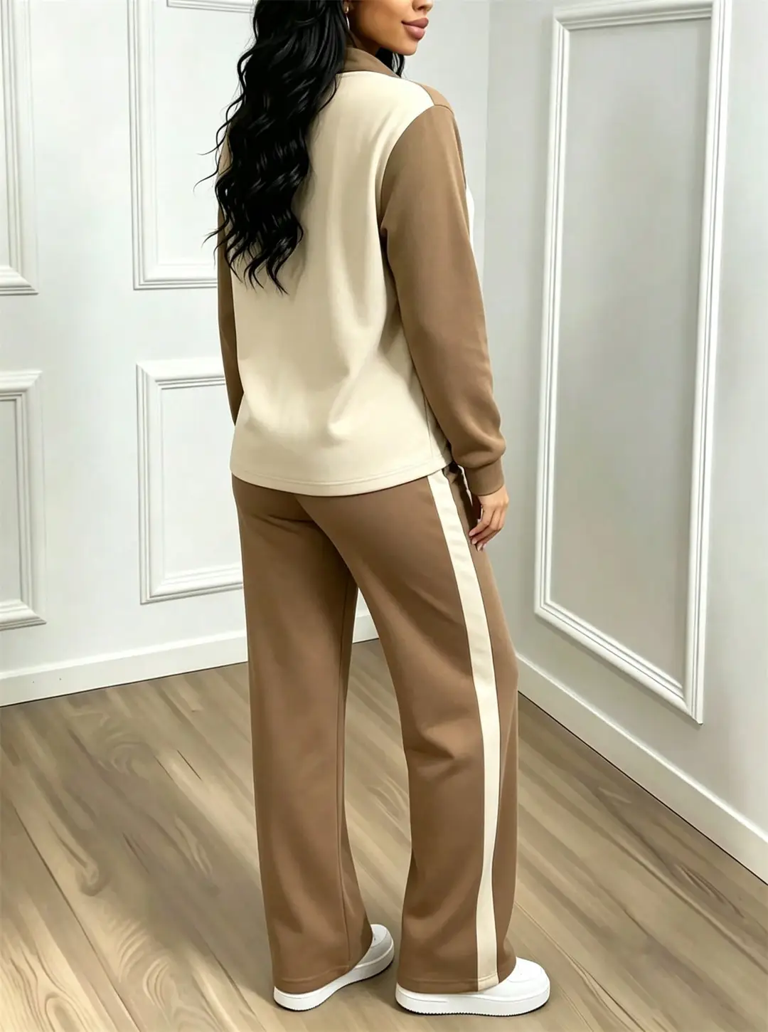 Amazon's best-selling spring and autumn item: simple collared loose top paired with wide-leg pants, women's fashion set — feature 50
