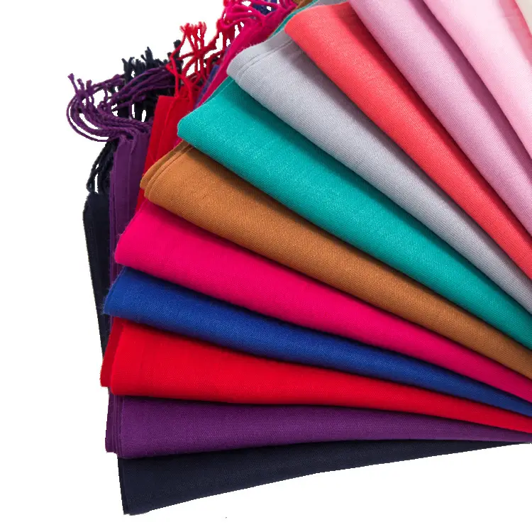 250g Plain Imitation Cashmere Scarf for Women with Tassels, Embroidered Event Gift, Red Annual Meeting Scarf