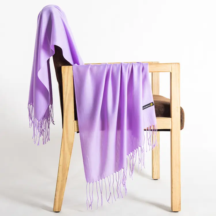 250g Plain Imitation Cashmere Scarf for Women with Tassels, Embroidered Event Gift, Red Annual Meeting Scarf
