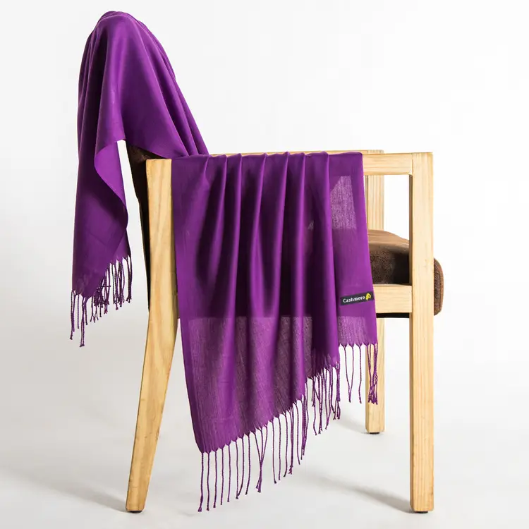 250g Plain Imitation Cashmere Scarf for Women with Tassels, Embroidered Event Gift, Red Annual Meeting Scarf