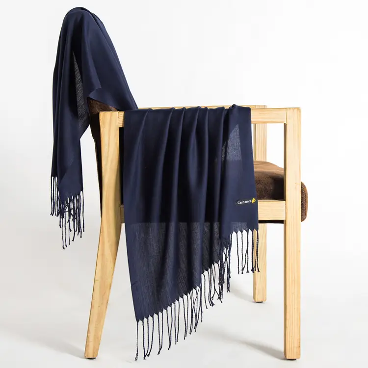 250g Plain Imitation Cashmere Scarf for Women with Tassels, Embroidered Event Gift, Red Annual Meeting Scarf