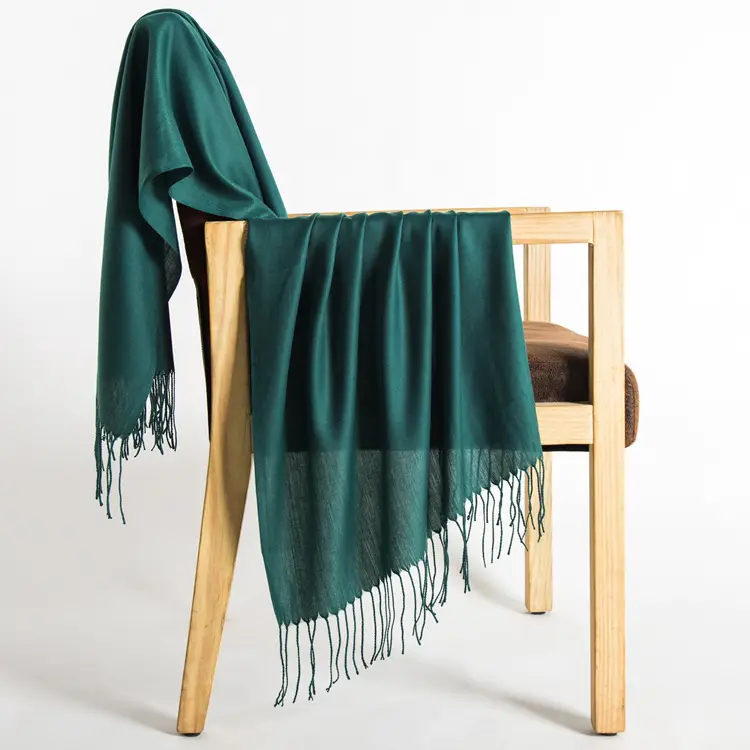 250g Plain Imitation Cashmere Scarf for Women with Tassels, Embroidered Event Gift, Red Annual Meeting Scarf