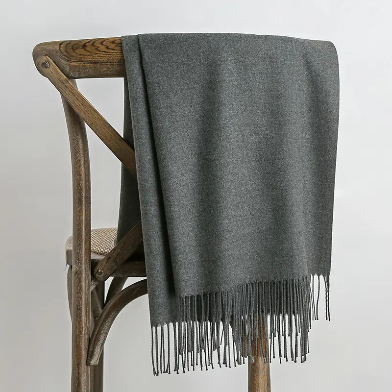 250g Plain Imitation Cashmere Scarf for Women with Tassels, Embroidered Event Gift, Red Annual Meeting Scarf