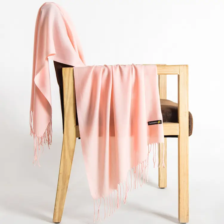 250g Plain Imitation Cashmere Scarf for Women with Tassels, Embroidered Event Gift, Red Annual Meeting Scarf