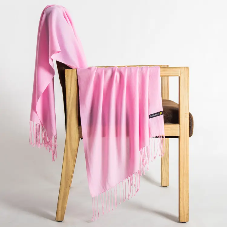 250g Plain Imitation Cashmere Scarf for Women with Tassels, Embroidered Event Gift, Red Annual Meeting Scarf