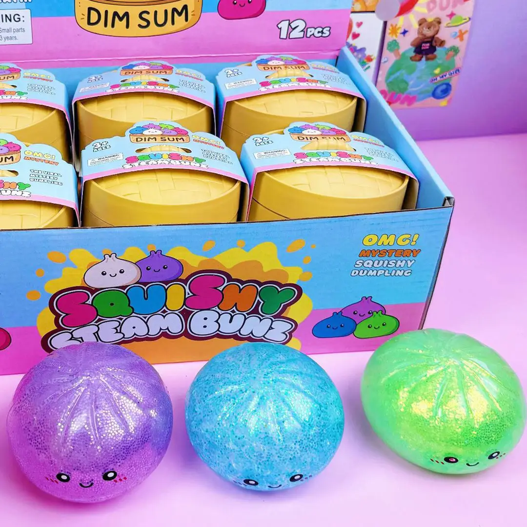 Crystal Bun Popular Cartoon Smiley Face Stress-Relief Fruit Pulp Glitter Ball Steamer Color Box Realistic Bun Squishy Toy — feature 8