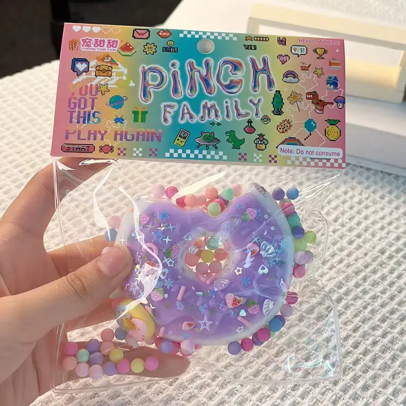 Crystal Bun Popular Cartoon Smiley Face Stress-Relief Fruit Pulp Glitter Ball Steamer Color Box Realistic Bun Squishy Toy