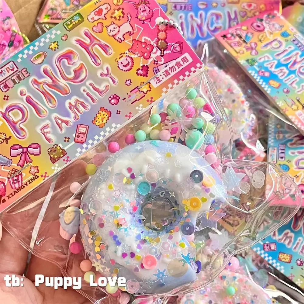 Crystal Bun Popular Cartoon Smiley Face Stress-Relief Fruit Pulp Glitter Ball Steamer Color Box Realistic Bun Squishy Toy
