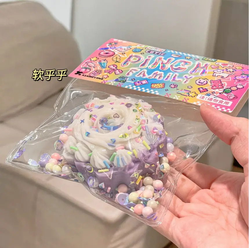 Crystal Bun Popular Cartoon Smiley Face Stress-Relief Fruit Pulp Glitter Ball Steamer Color Box Realistic Bun Squishy Toy