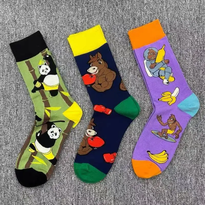 Happysocks Socks Men's Trendy Swedish Brand Mid-Calf Socks Fruit Cartoon Animal Large Size Colorful Socks