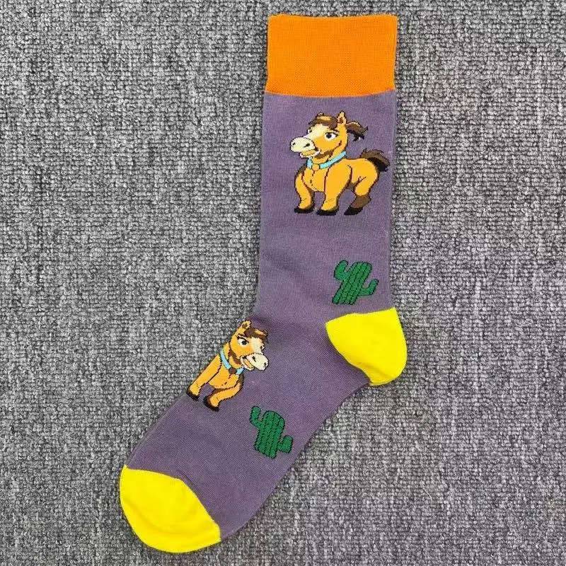Happysocks Socks Men's Trendy Swedish Brand Mid-Calf Socks Fruit Cartoon Animal Large Size Colorful Socks
