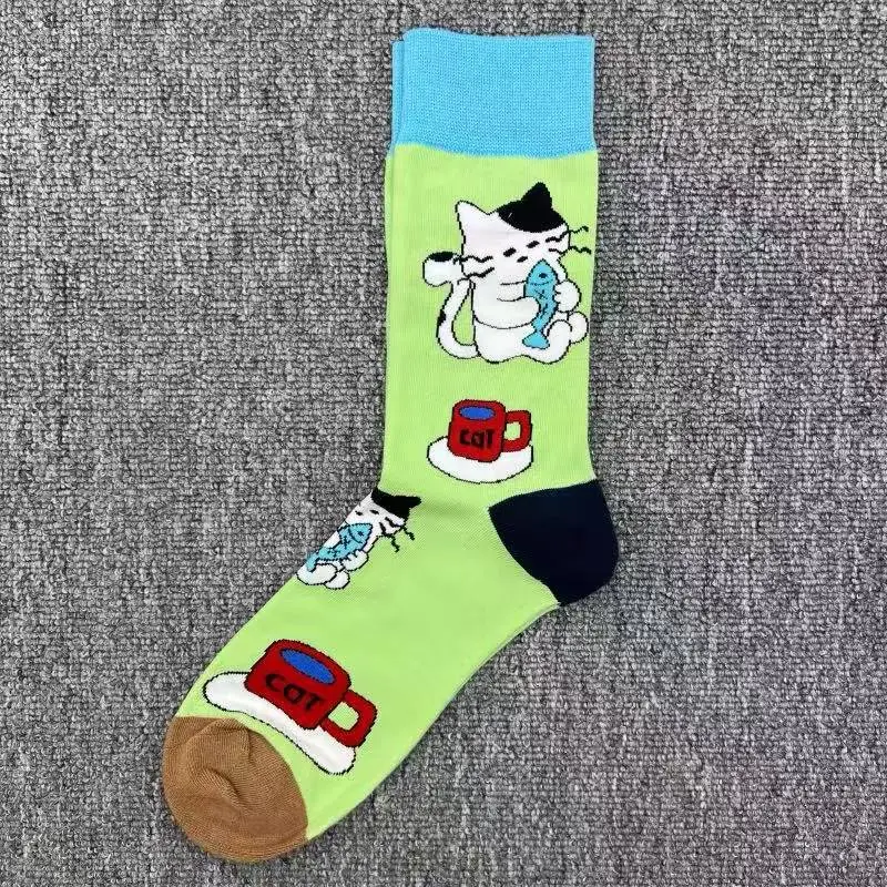 Happysocks Socks Men's Trendy Swedish Brand Mid-Calf Socks Fruit Cartoon Animal Large Size Colorful Socks