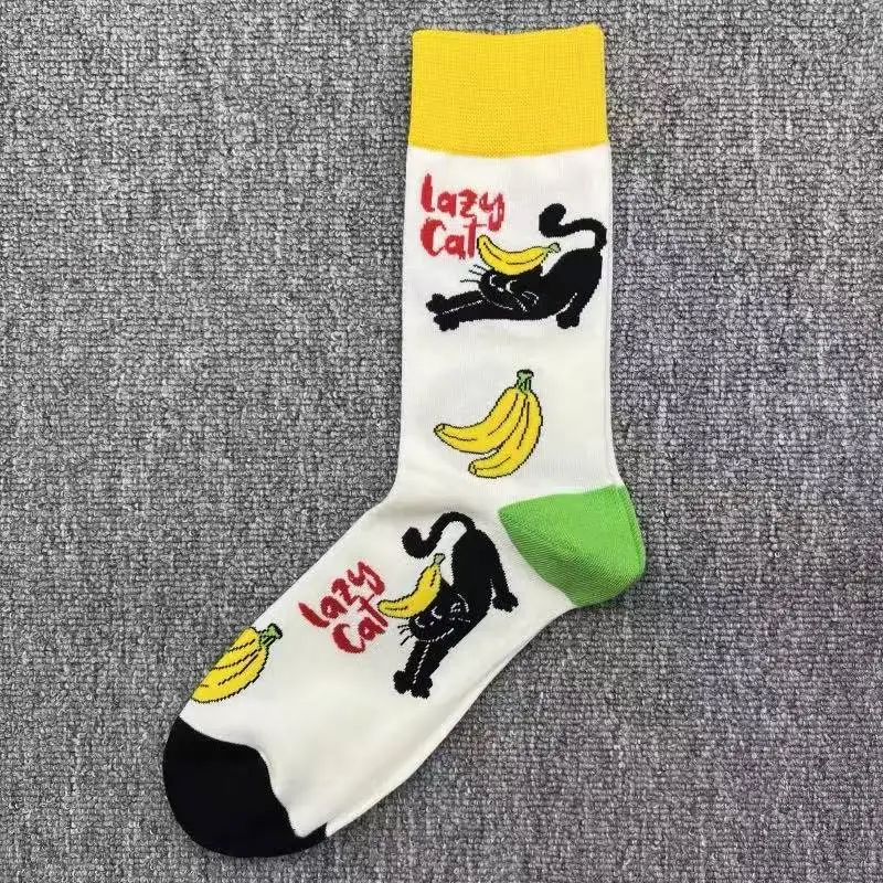 Happysocks Socks Men's Trendy Swedish Brand Mid-Calf Socks Fruit Cartoon Animal Large Size Colorful Socks