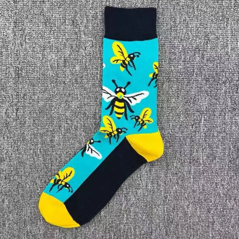 Happysocks Socks Men's Trendy Swedish Brand Mid-Calf Socks Fruit Cartoon Animal Large Size Colorful Socks