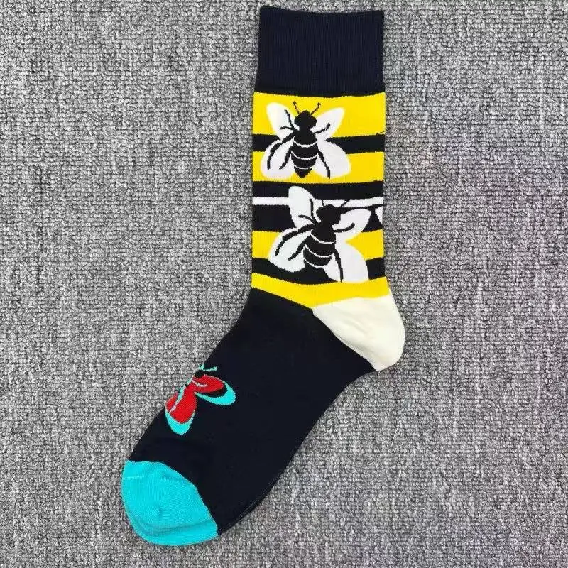 Happysocks Socks Men's Trendy Swedish Brand Mid-Calf Socks Fruit Cartoon Animal Large Size Colorful Socks