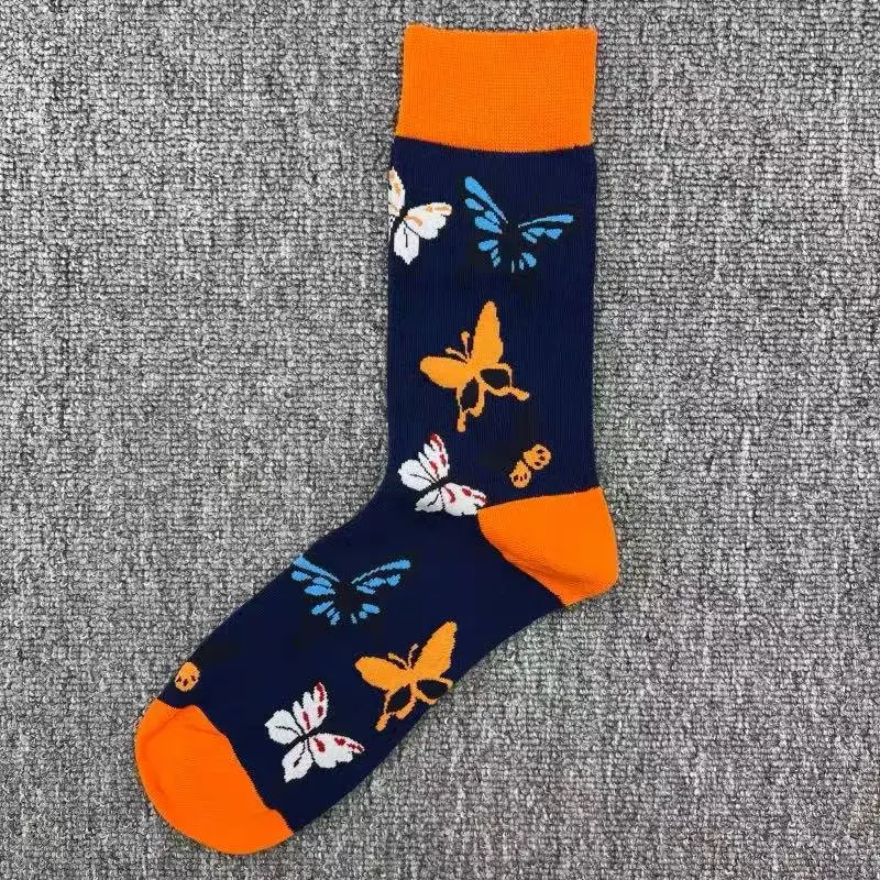 Happysocks Socks Men's Trendy Swedish Brand Mid-Calf Socks Fruit Cartoon Animal Large Size Colorful Socks