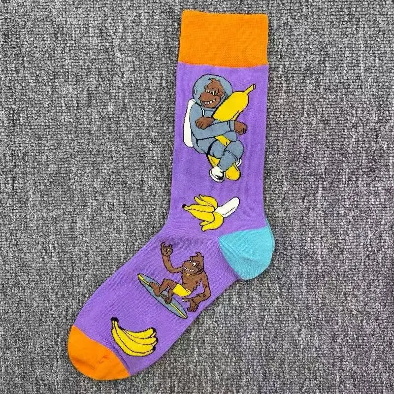 Happysocks Socks Men's Trendy Swedish Brand Mid-Calf Socks Fruit Cartoon Animal Large Size Colorful Socks