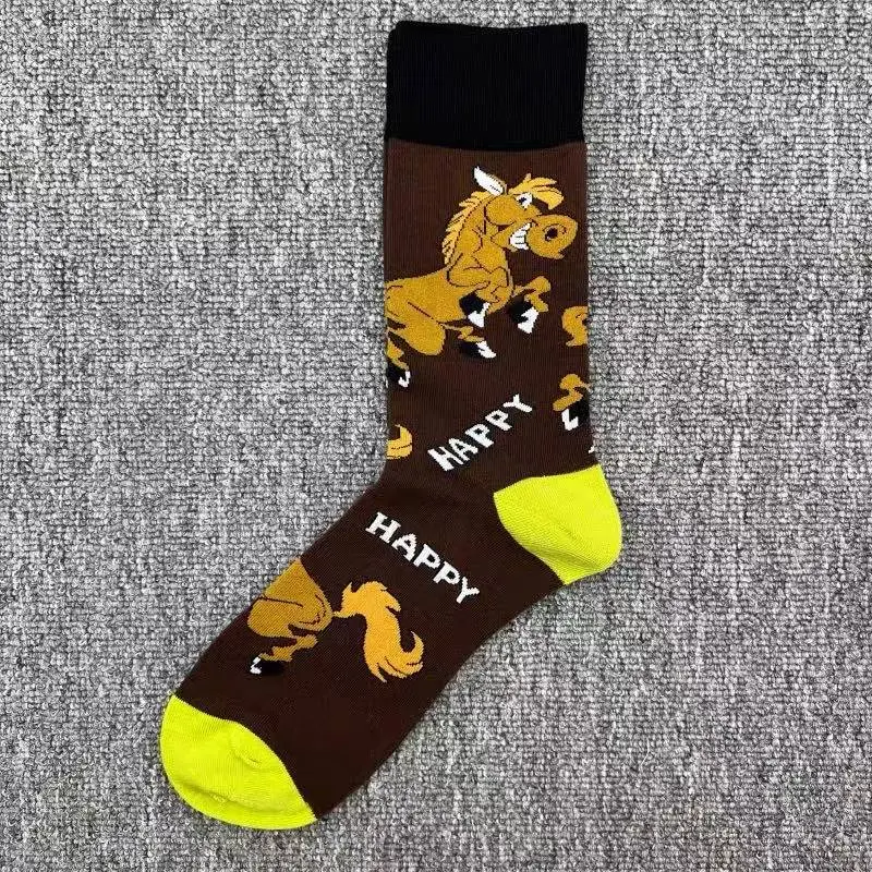 Happysocks Socks Men's Trendy Swedish Brand Mid-Calf Socks Fruit Cartoon Animal Large Size Colorful Socks