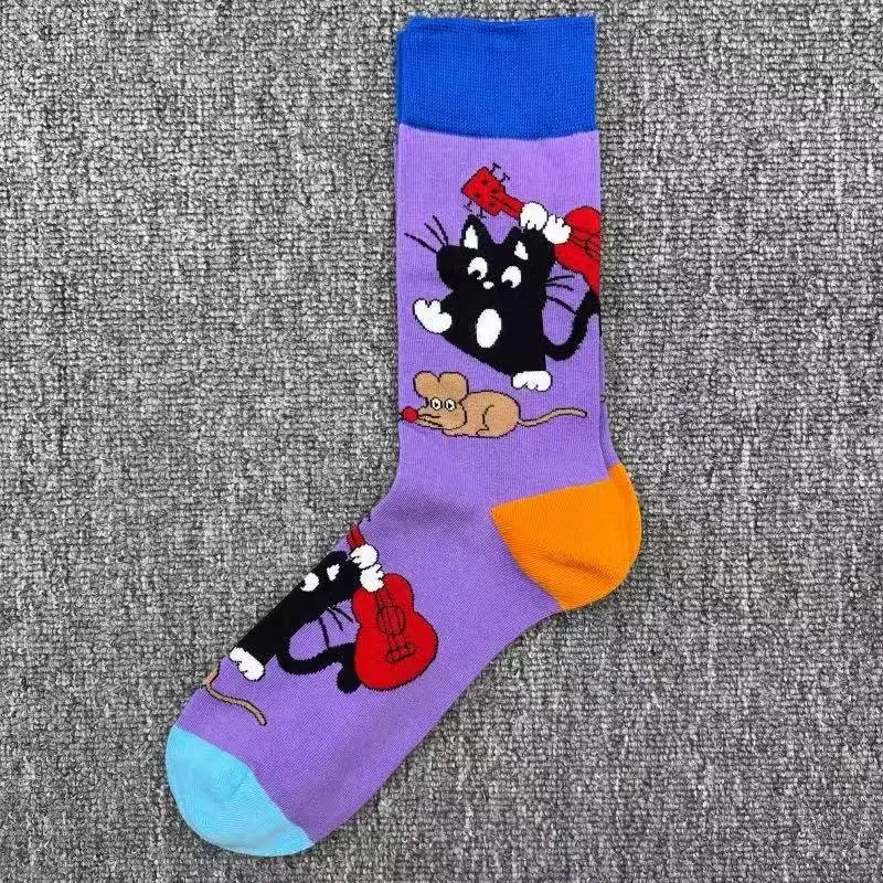 Happysocks Socks Men's Trendy Swedish Brand Mid-Calf Socks Fruit Cartoon Animal Large Size Colorful Socks