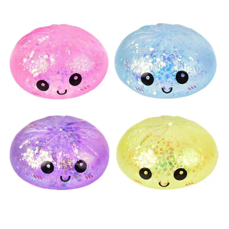 Cross-Border Stress-Relief Toy: Golden Powder Smiley Face Bun, Squishy Slow-Rebound Stress-Relief Toy, Amazon Export Hot-Selling Xiaolongbao